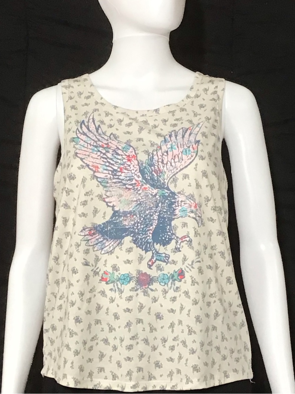 Mudd Floral Eagle Graphic Tank Top